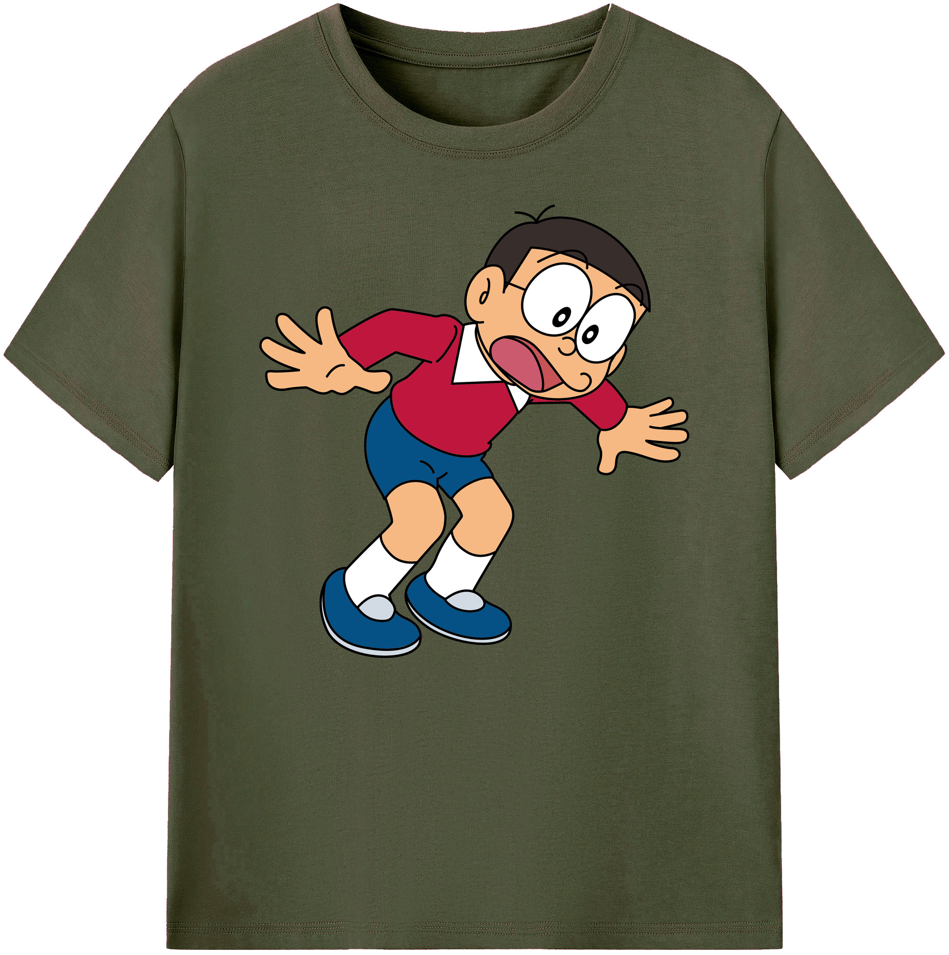 （画像用） ドラえもん 野比 のび太 Doraemon Nobita Nobi 綿100％ メンズ半袖Tシャツ｜肌触りやわらか＆通気性